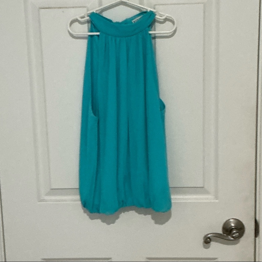 Alice + Olivia tie back halter size xs Sleeveless Teal Women's Top bubble hem
